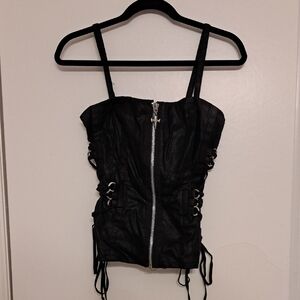 Tripp NYC Black Lace-Up Camisole